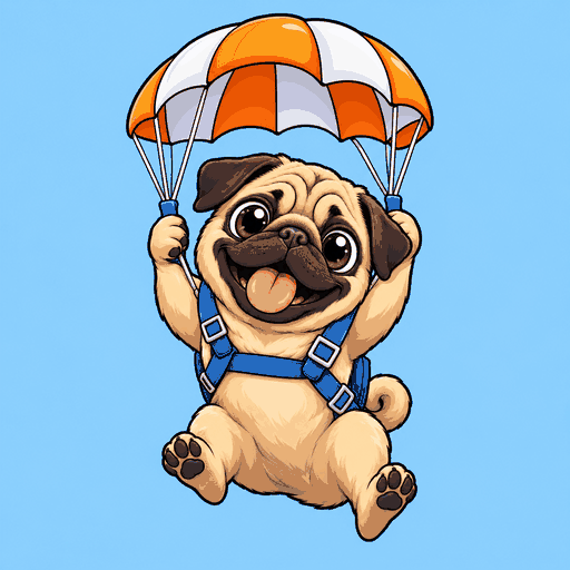 Tiny Parachute Pug logo